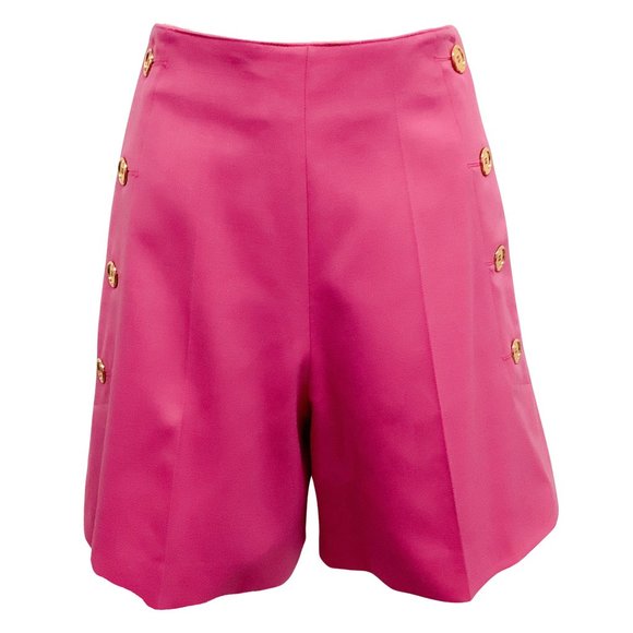 Patou Pink Wool Iconic Shorts with Gold Buttons - Picture 1 of 4